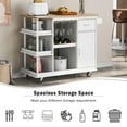 thumbnail image 2 of Kitchen Island Cart with Side Storage Shelves, Rubber Wood Top and Adjustable Storage Shelves, Kitchen Storage Cabinet with Wine Rack, 2 of 9