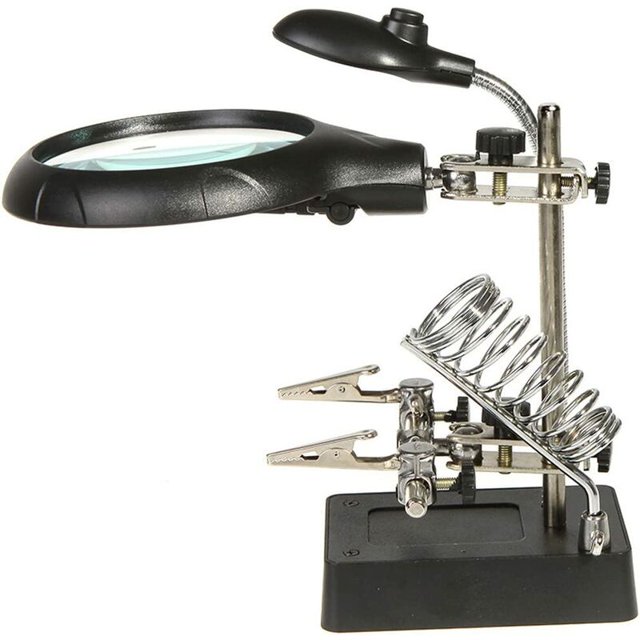 2.5X 7.5X 10X Loupe sur Pied avec LED Lumières, Lampe de Bureau Type, Support Auxiliaire & Clamps de Support & Clips d'Alligator esquí esquí Gafas de esquí