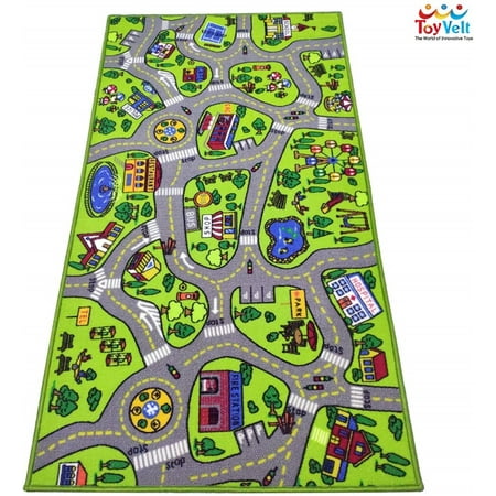 ToyVelt Kids Carpet Playmat Car Rug – City Life Educational Road Traffic Carpet Multi Color Play Mat - Large 60” x 32” Best Kids Rugs for Playroom & Kid Bedroom – for Ages 3-12 Years