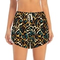 thumbnail image 2 of Picia Teal Leopard Pattern Women's 2 in 1 Athletic Running Shorts High Waisted Workout Casual Gym Sweat Shorts with Comfy Liner Zipper Pockets-Medium, 2 of 9