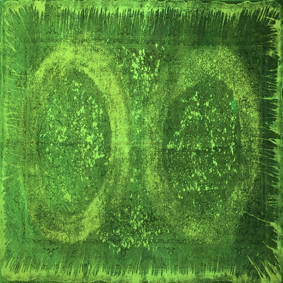 Ahgly Company Indoor Square Persian Green Bohemian Area Rugs, 8' Square