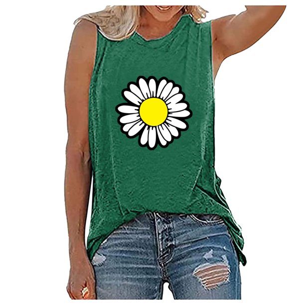 Gibobby Camiseta sin mangas para damasTúnica con cuello en O Daily(Verde,CH)