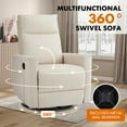 thumbnail image 3 of edx Swivel Rocking Chair, Sofa Recliner, Adjustable Baby Sliding Chair with Head Support for Living Room, Bedroom, Beige, 3 of 7