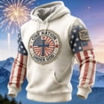 thumbnail image 2 of IWRICH Men's USA 250th Anniversary Waffle Hoodie Patriotic USA Flag Shirt 4th of July Hooded Sweatshirt Long Sleeve Color Block Tops with Pocket 03-White XXXL, 2 of 3
