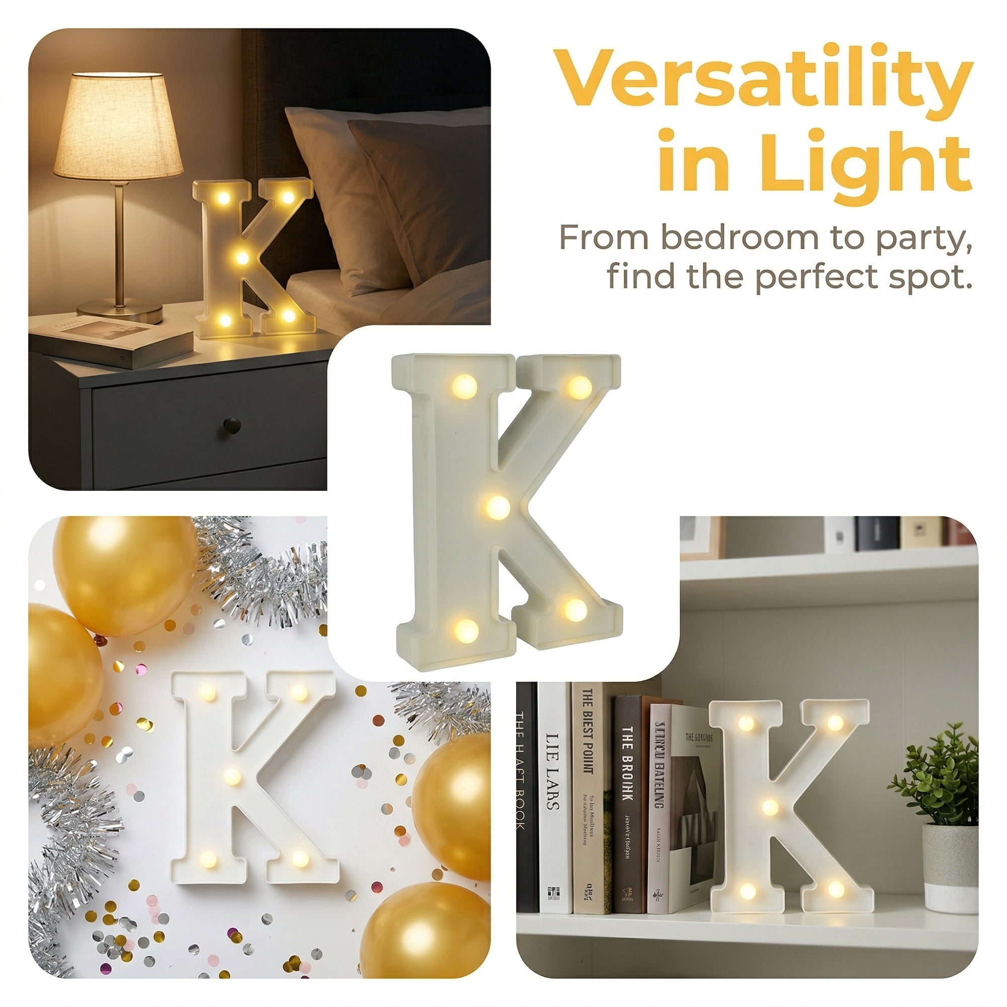 Unique Bargains Marquee Letters With Lights LED Light Up Signs Letter K 5"L x 1.1"W x 6.1"H