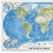 National Geographic World Physical Map, Enlarged and Laminated, 69.25 x 46.25