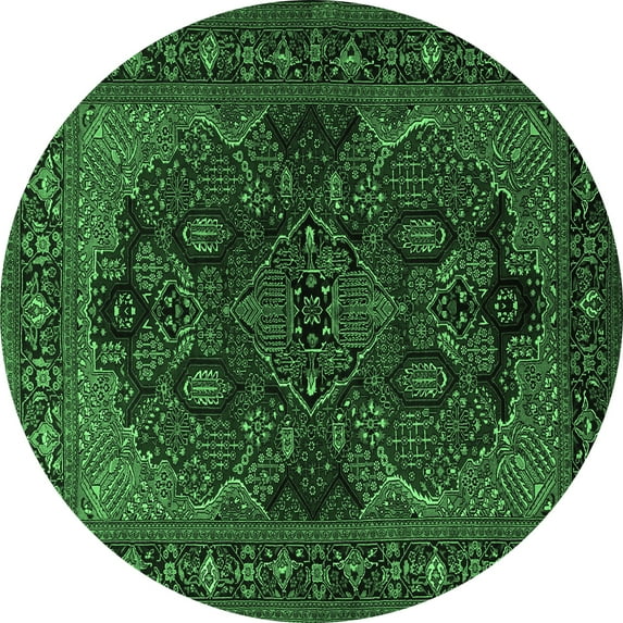 Ahgly Company Indoor Round Persian Emerald Green Traditional Area Rugs, 6' Round