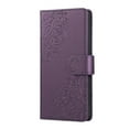 thumbnail image 6 of ELEHOLD Case for Google Pixel 9A, Flower Embossed Flip Leather Wallet Phone Case with 3 Card Slots & Wrist Strap,Darkpurple, 6 of 7