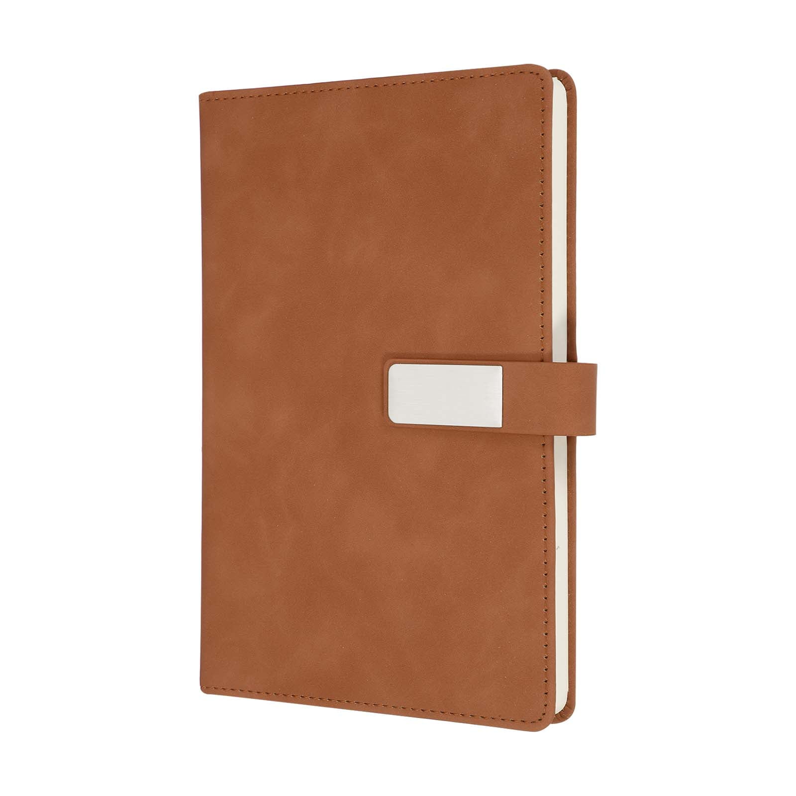 Uxcell A5 Leather Notebook Leather Journal Lined 8.2x5.6 Light Brown Business Notebook Soft Pu Leather Cover Magnetic Closure 80GSM Thick Paper 100 Pages for Office Writing Daily Use Gift Giving