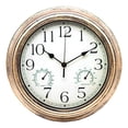thumbnail image 1 of Reloj de Pared Moderno Zulema 12 Pulgadas con Termómetro y Higrómetro Dorado, 1 of 8