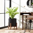 thumbnail image 2 of SAFAVIEH Jesper Modern Glam Round Patio Planter with Stand, Natural/Black, 2 of 7