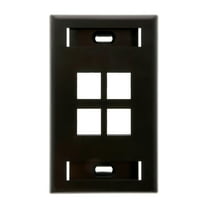 Leviton 42080-4ES QuickPort Wallplate w/ ID Window, Single Gang, 4-Port, Black
