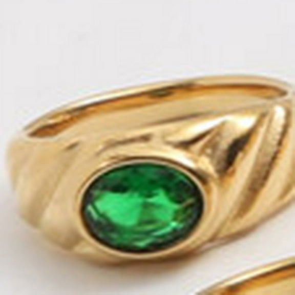 Titanium Steel Gold Plated Multicolor Zircon Ring