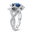 thumbnail image 2 of Dreamofdazzles Jewels 14K White Gold Plated 2.50 Ct Round Cut Blue Sapphire & Diamond Wedding Engagement Thanksgiving Christmas Halo Ring 925 Sterling Silver For Women's -5.5, 2 of 3