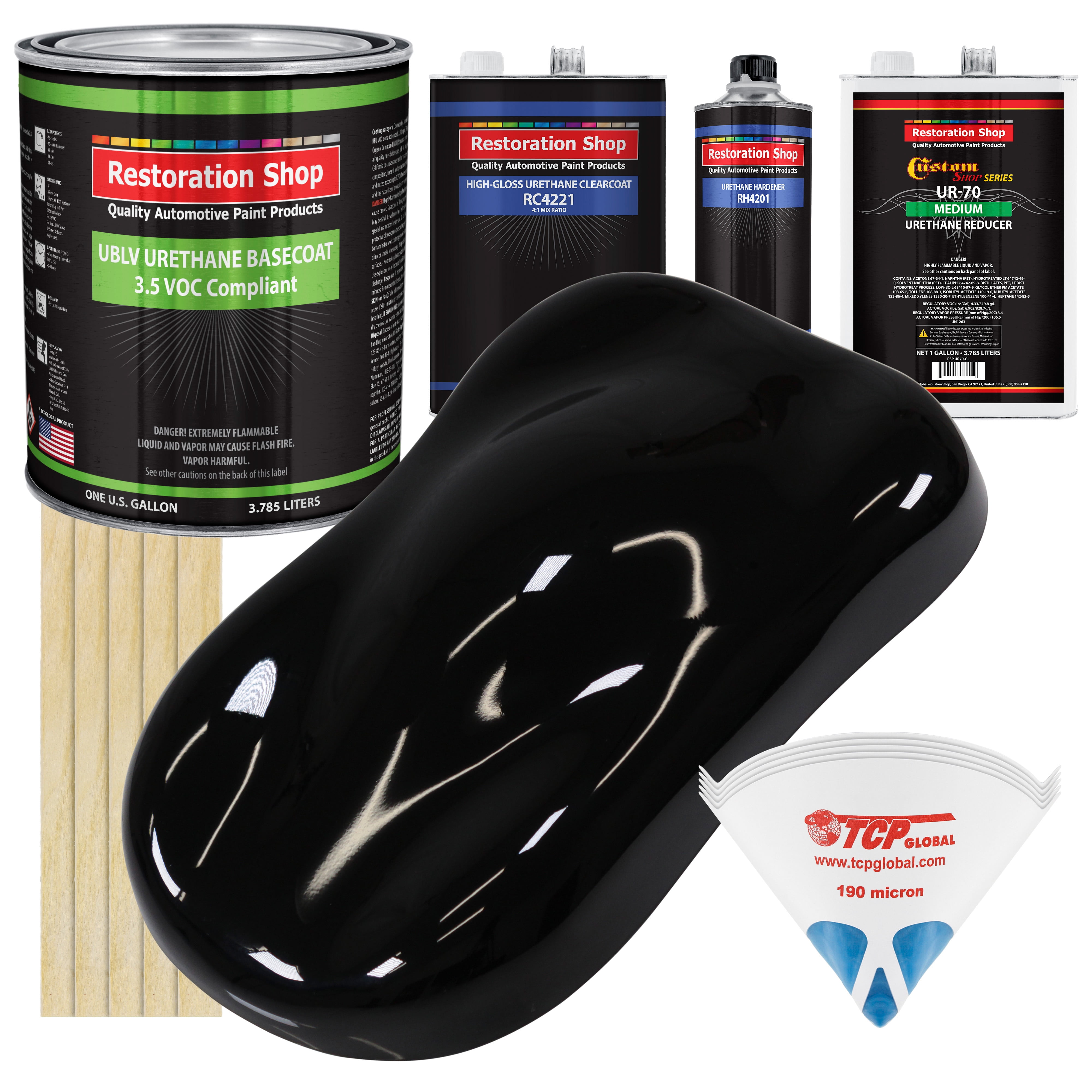 Jet Black Gallon Low VOC URETHANE BASECOAT CLEARCOAT Car Auto Paint Kit