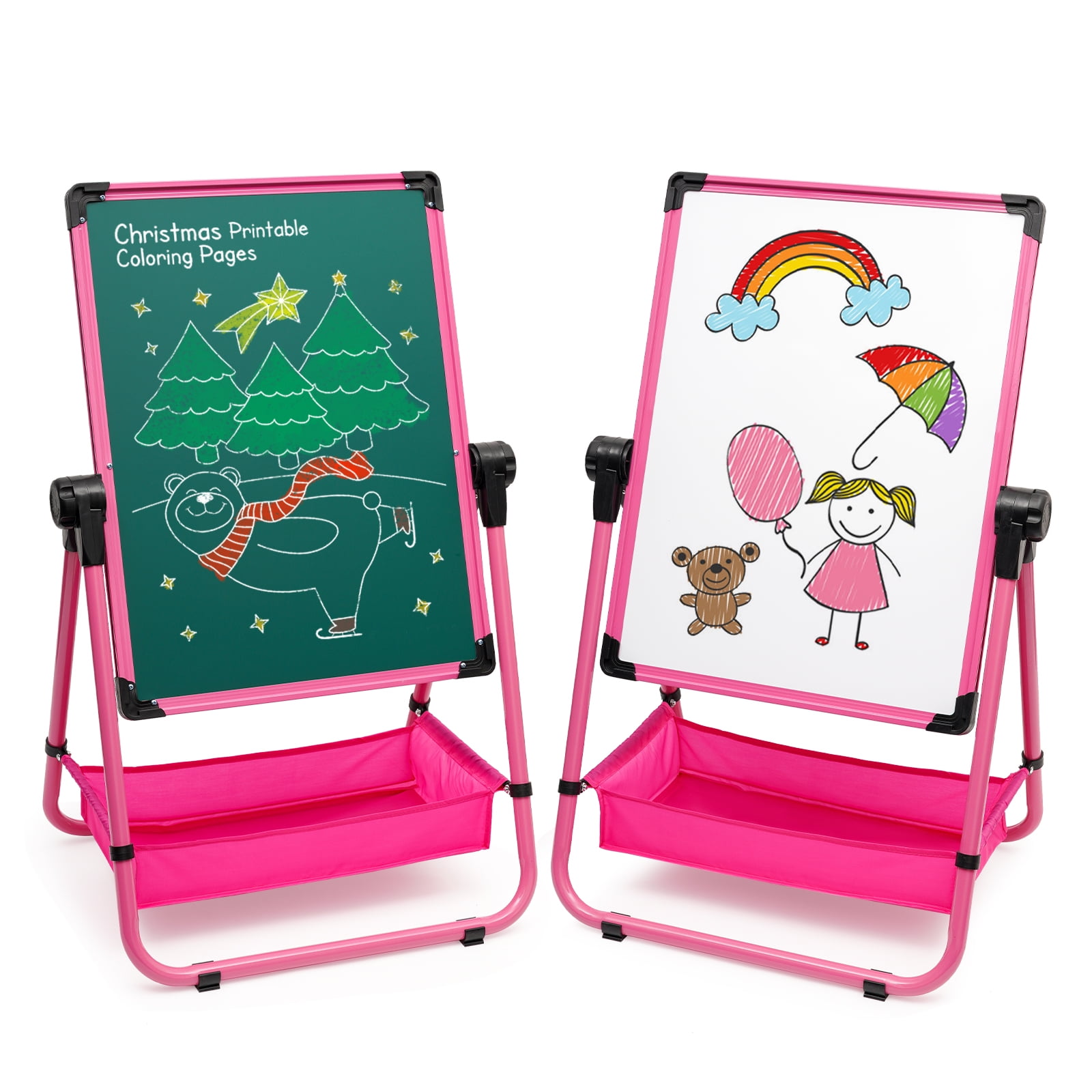 Christmas toys Kids Art Easel Standing Easel Set with Height Adjustable  Whiteboard&Chalkboard Double Sided Easel 360°Rotating Drawing Easels for  Kids Black(26inch-43inch)
