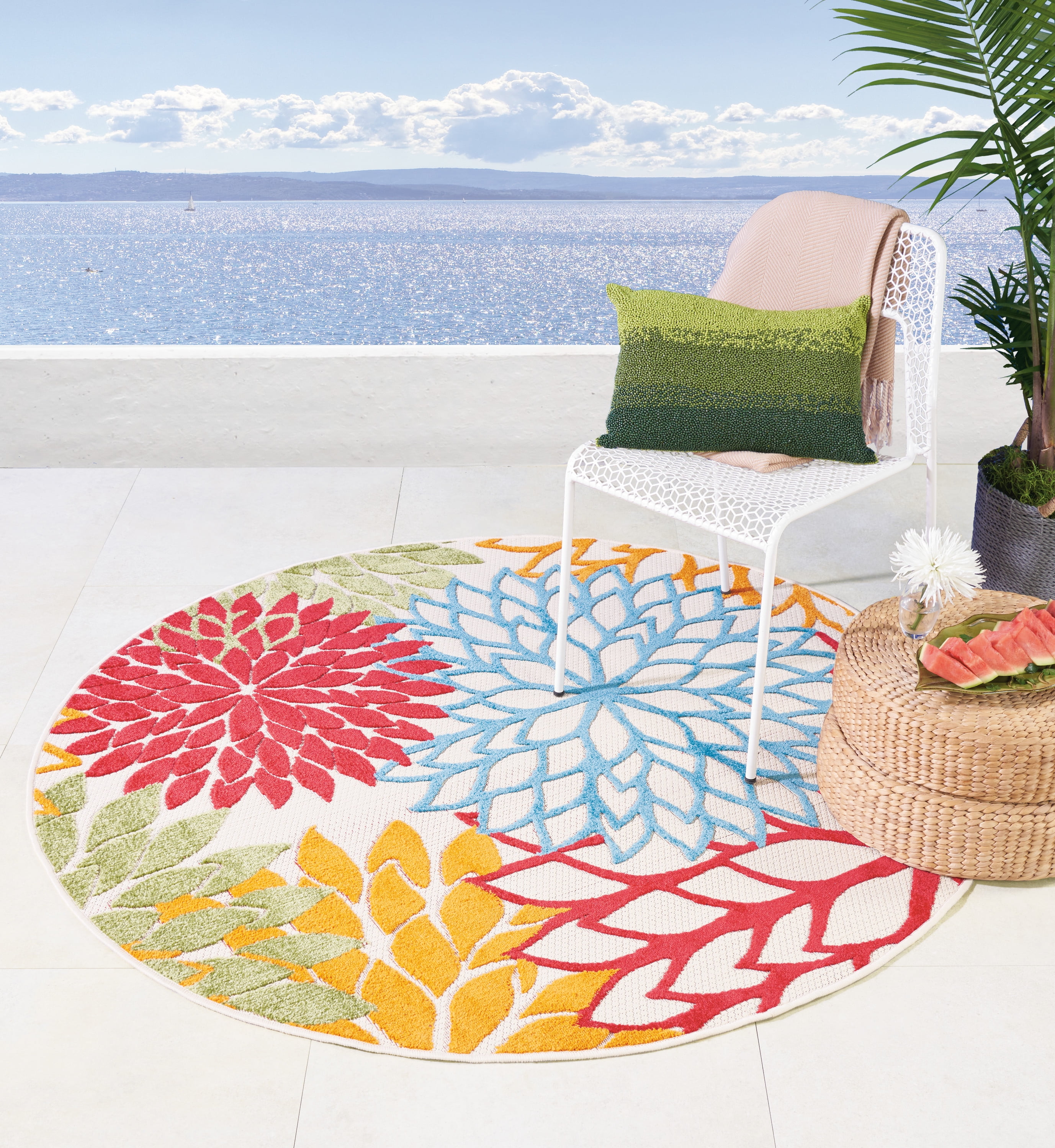 Walmart Tropical Oasis Indooroutdoor Floral Green Area Rug