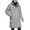 thumbnail image 2 of Men's Winter Large Size Loose Casual Long Quilted Down Jacket with Thickened Windproof Warm Full Zip Hooded Design for Outdoor Clothing and Holiday Season Wear,Gray,M, 2 of 7