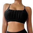 thumbnail image 3 of Women's Solid‑Color High‑Waist Two‑Piece Bikini Set Padded Wire‑Free Loose Spaghetti Strap Split Swimsuit Black L(L), 3 of 5