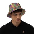 thumbnail image 4 of Kll Colorful Dinosaur Bucket Hat for Women Men Packable Travel Beach Sun Hat Outdoor Rave Accessories Reflective Fisherman Cap, 4 of 6