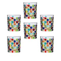 6Pcs Mosaic Stained Glass Cups, 9.1oz Colored Drinking Glasses, Glass Tumbler Set for Iced Coffee Tea Wine, Decorative Drinkware, Creative Home Tableware, Colored Glass for Parties and Dining
