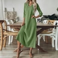thumbnail image 6 of Generic Womens Cotton Linen Long Dresses V Neck 3/4 Sleeve Boho Maxi Dress Casual Spring Solid Beach Vacation Sundress, 6 of 7