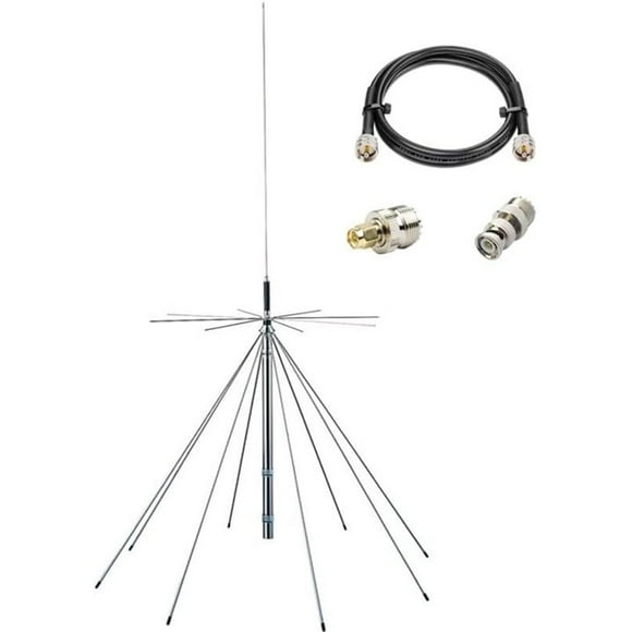 Antenne de Scanner/antenne Discone/antenne GMRS avec Câble de 10 Mètres PL-259 SMA, 25-1300 MHz Prend en Charge CB, HF, AIR, UHF, VHF, FM, AM, FS, GMRS, 1090 MHz