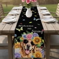 thumbnail image 4 of Spring Dog Table Runner 90 Inches, Black Watercolor Botanical Floral Sunflower Bed Runner Dresser Scarves Tabletop for Indoor Outdoor Parties/Ceremony/Banquet, 13" x 90", 4 of 8