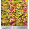 thumbnail image 1 of Soimoi Yellow Cotton Poplin Fabric Heart,Star & Fashion Text Fabric Prints By Yard 56 Inch Wide, 1 of 1