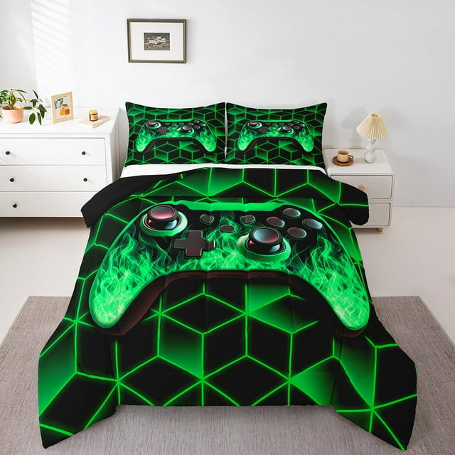 Kids Game Comforter Sets Toddler Size, Gamer Comforters & Duvets, Breathable 2-Piece
