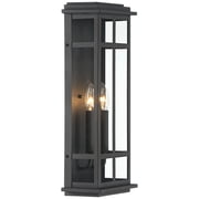 Possini Euro Design Metrix 20 High Farmhouse Rustic Rectangular Outdoor Wall Light Fixture Mount Porch 2-Light Black Glass Shade