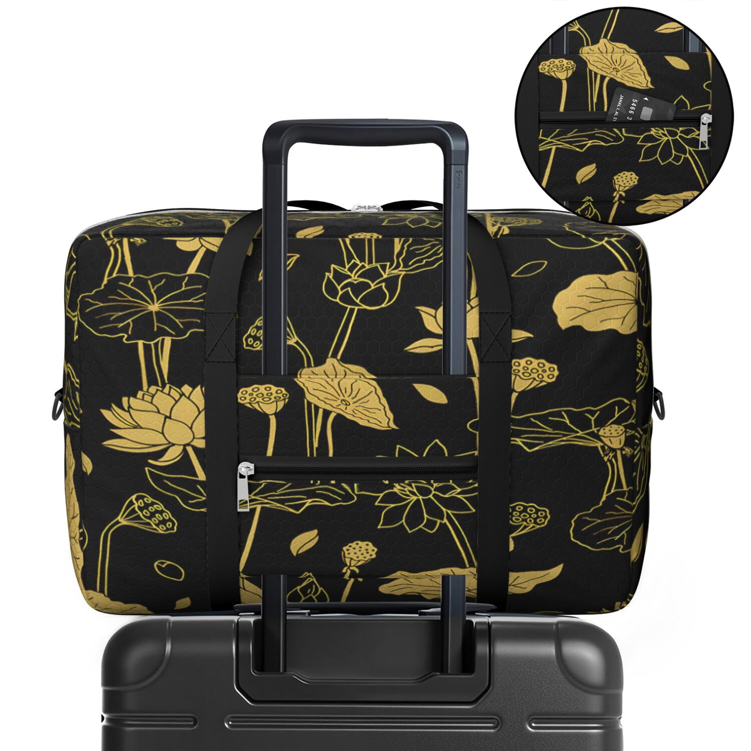 For Spirit Airlines Personal Item Bag 18x14x8 Inch, Floral Weekender Travel Bag, Foldable Travel Duffel Bag Underseat Carry on Bag with Luggage Sleeve for Women and Men 30L