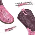 thumbnail image 5 of Dazzher Girls Pink Glitter Cowgirl Boots Western Round Toe Mid Calf Side Zipper Boots for Toddler Little Big Kid, 5 of 5