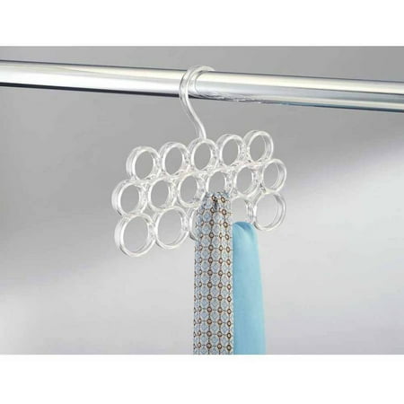 Wood Tie Hanger - InterDesign Clarity Scarf Hanger, No Snag Storage for Scarves, Ties, Belts, Shawls, Pashminas, Accessories, 16 Loops, Clear