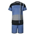 thumbnail image 4 of Cathalem Men 2 Piece Short Sets Outfits Men's 2 Pieces Shirt Set Short Sleeve Fashion Summer Tracksuits Casual Set(Blue,XXXL), 4 of 5