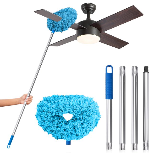 Limpiador de ventilador de techo Duster DRQ reutilizable de microfibra azul