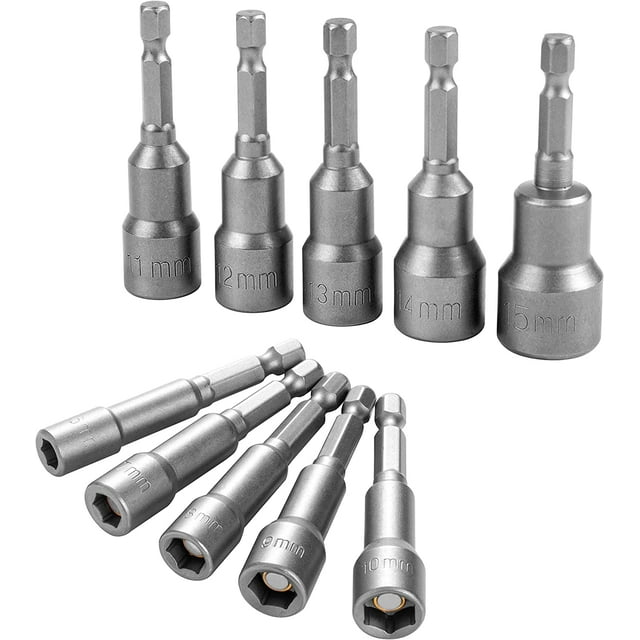 10 piezas de broca hexagonal magnética TUNC 6-15 mm para taladro manual y destornillador eléctrico