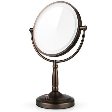 Miusco Wall Mounted Lighted Makeup Mirror Two Sided 7x Miusco Wall Mounted Lighted Makeup Mirror Two Sided 7x Magnification Adjule Led 8