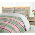 thumbnail image 5 of Ambesonne Geometric Duvet Cover Sets, Symmetric Plaid Graphic, 2-Queen, Pistachio Green Pale Pink, 5 of 7