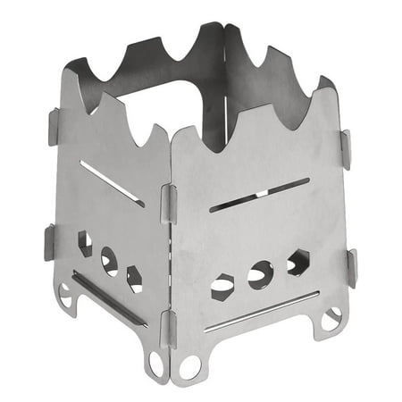 Dengmore Camping Stove Portable Charcoal Grill Stainless Steel Folding Wood Burning Stoves for Picnic BBQ Camp Hiking with Grill Grid Outdoor Tabletop Barbecue Picnics Smoker Backpacking