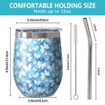 thumbnail image 5 of 12oz Stemless Wine Tumblers Pink Butterfly Geometric Pattern Vacuum Insulated Stainless Steel Travel Tumbler Cups Mug with Lid and Straw for Champaign,Cocktail,Beer with Cleaning Brush, 5 of 5