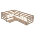 thumbnail image 4 of Duxelifin L-Shaped Platform Bed Frame, Twin Size with Three Drawers and Guardrail, Natural, 4 of 10