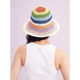 thumbnail image 6 of YooGuoGuo Women Foldable Wide Brim Colorful Crochet Straw Sun Hat Summer Beach Travel Packable UPF Bucket Hat, 6 of 6