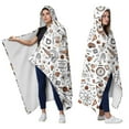 thumbnail image 2 of Wearable Blanket,Math Equations Science Icons White Pattern Hooded Wearable Sherpa Blanket for Adults & Teens,Winter Poncho Shawl Wrap Cape Thick Warm,50"x60", 2 of 5