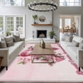 thumbnail image 4 of Pink Ribbons Washable Living Room Rugs 5'x7', Flower Floral Leaf Caring For Breast Cancer Low Pile Throw Large Area Rugs Non-Slip Sturdy Edge Binding Carpet for Dining Room Bedside Kitchen, 4 of 9