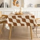 thumbnail image 2 of Granjero Gordo Mantel de terciopelo impermeable y afelpado para mesa de comedor, con estampado geométrico, lavable y resistente al polvo (café, 140 x 180 cm), 2 of 5