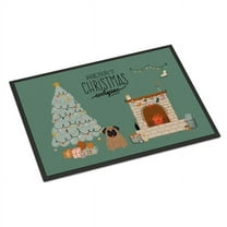 Carolines Treasures CK7568MAT 18 x 27 in. Brown Pug Christmas Everyone Indoor or Outdoor Mat