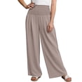 thumbnail image 4 of Women Wide Leg Palazzo Pants High Waisted Casual Lounge Pants 2026 Summer Beach Vacation Outfits with Pockets (Champagne,L), 4 of 4