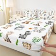 thumbnail image 3 of Homewish Teens Tiger Bear Giraffe Zebra 4 Pieces Queen Sheet Sets,Cute Jungle Animal Ultra Soft Flat Sheet,Cartoon Wildlife Queen Fitted Sheet,Luxury Bedroom Decor, 3 of 7