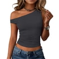 thumbnail image 2 of Womens Off Shoulder Tops Going Out Crop Tank Top Slim Fitted Shirts Casual Dressy Summer Outfits Y2K Cute Tops, M, 2 of 7